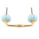Turquoise With Golden Line Medium Ceramic Melon Bridge Handle